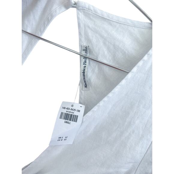 NWT Abercrombie and Fitch White Linen Blend Front Tie Short Sleeve Bodysuit - Picture 6 of 6